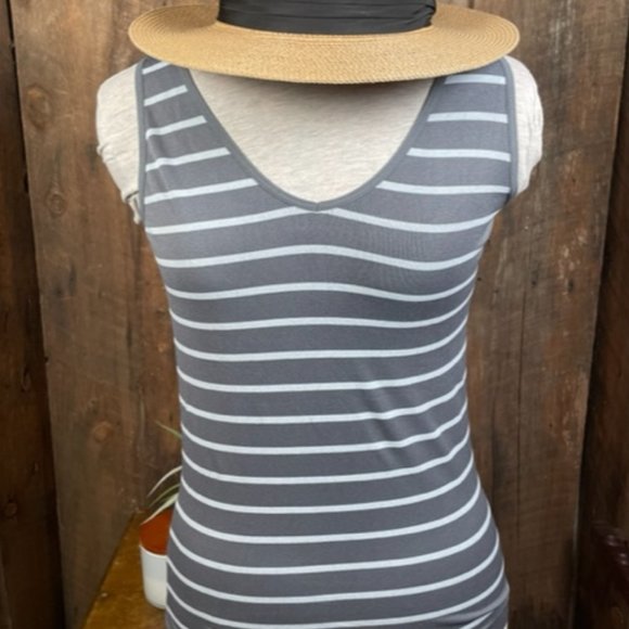 Soho Apparel Grey and White Stipe Tank Top - Picture 5 of 12